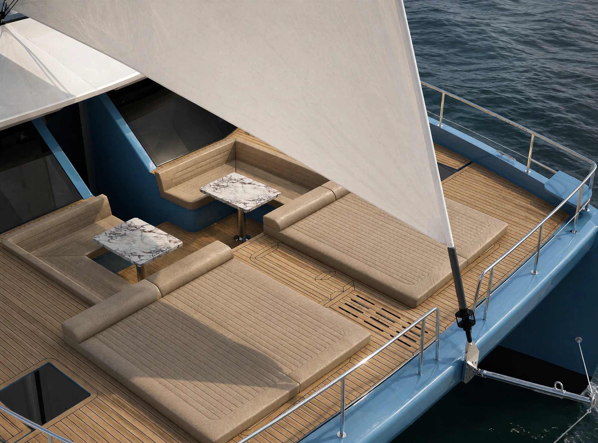 Foredeck lounge under sail